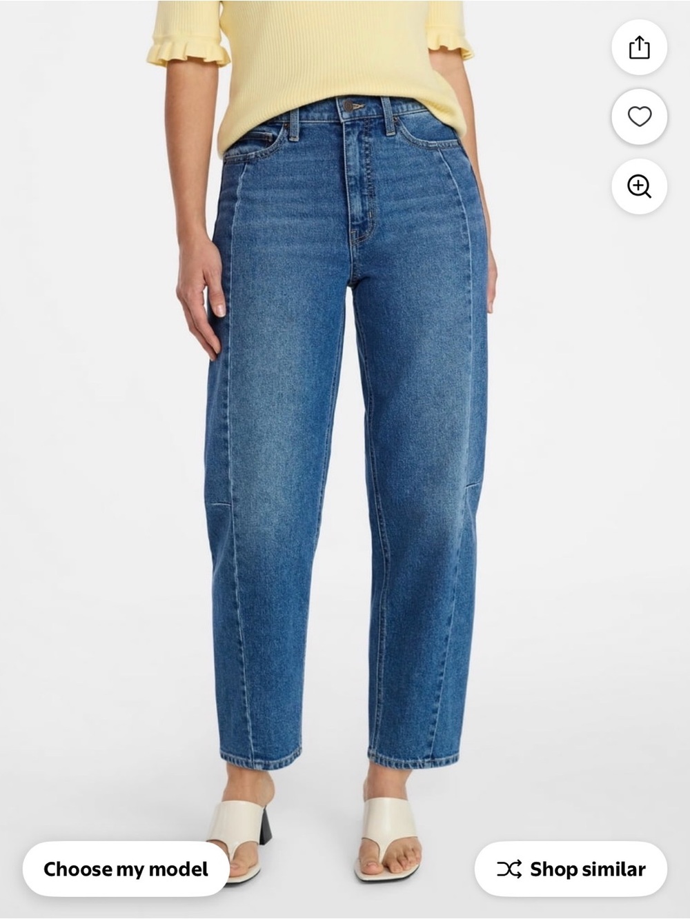 Time and Tru Women's High Rise Barrel Jeans, 28" Inseam, Sizes 0 - Picture 2 of 5